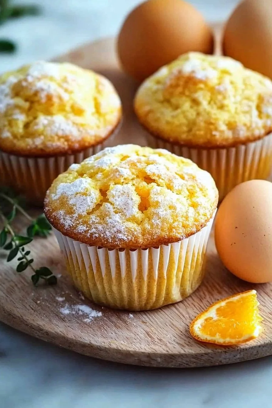 Frisch gebackene spritzige Orangenmuffins auf einem Teller