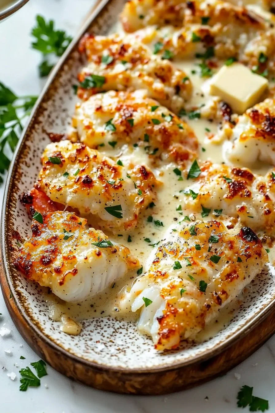 Überbackener Fisch Thermidor