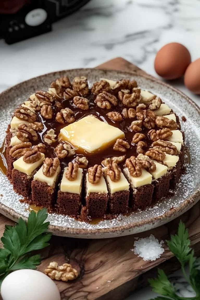 Schmackhafter Walnusskuchen mit Nüssen und einer köstlichen Glasur.
