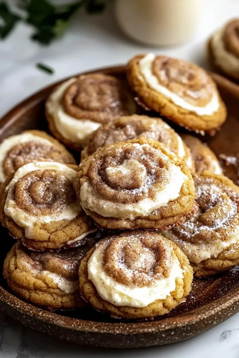 Leckere Zimtschnecken-Käsekuchen-Kekse auf einem Teller