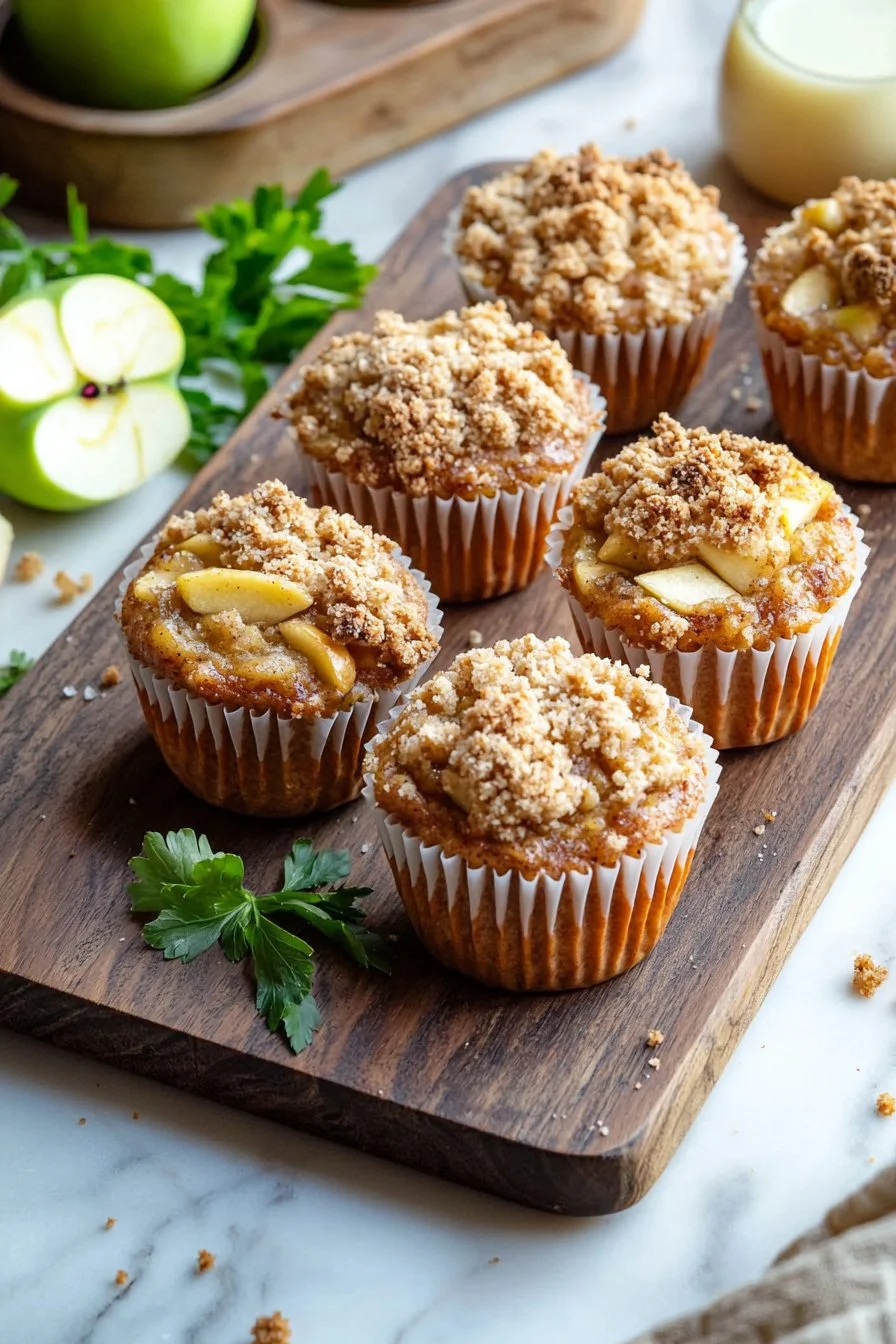 Apfel-Crumble-Muffins mit knusprigem Topping und frischen Äpfeln