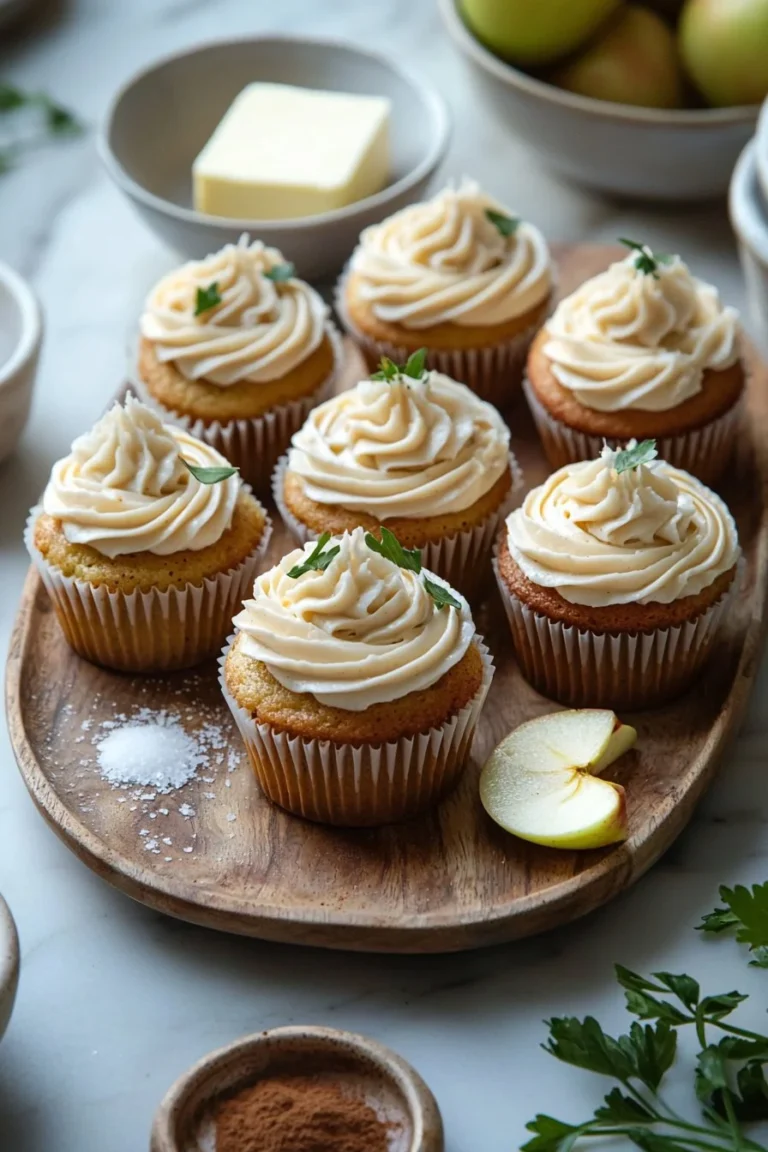 Leckere Apfelkuchen-Cupcakes in einer stilvollen Präsentation.