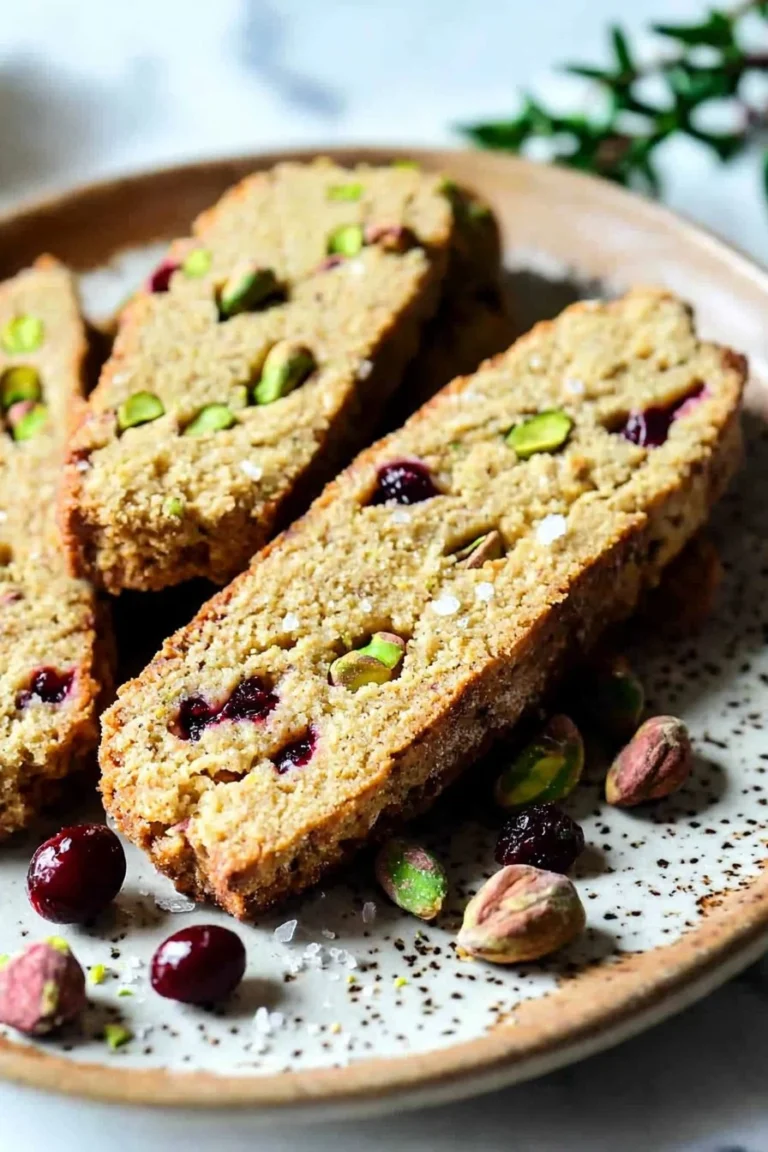 Leckere Pistazien-Cranberry-Biscotti auf einem Teller