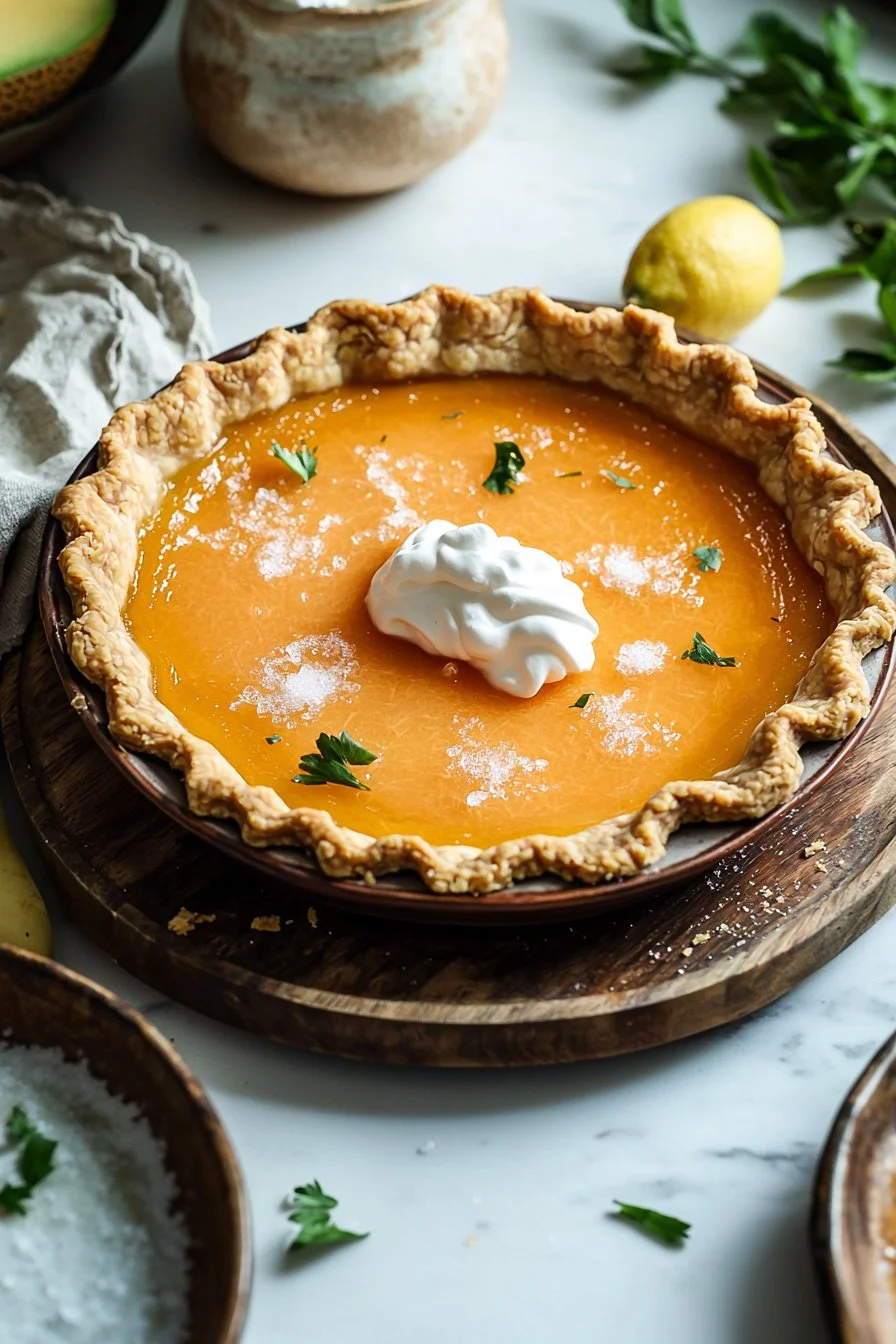 Cantaloupe-Kuchen mit frischem Obst und Sahne