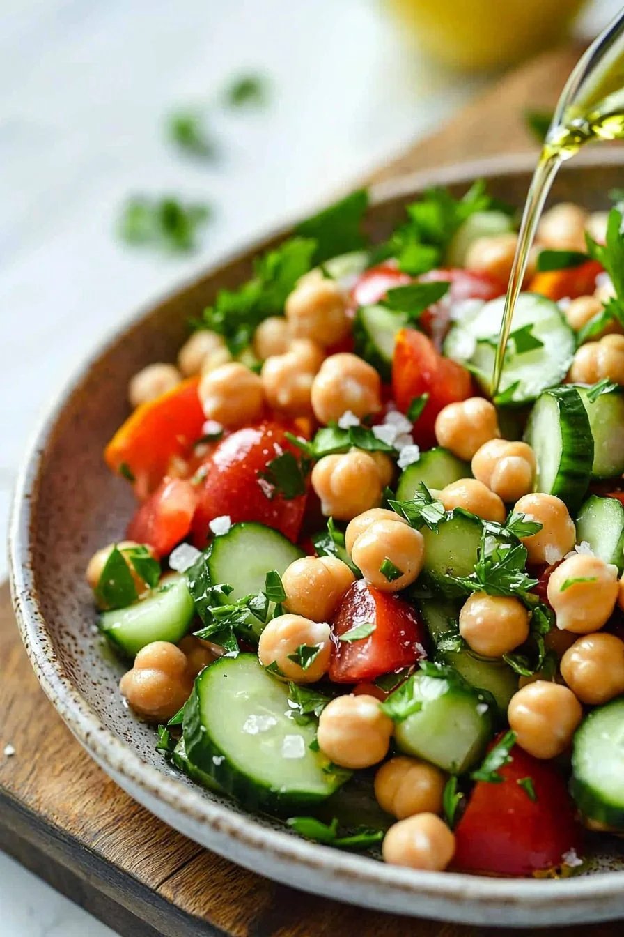 Chickpea salad with cucumbers and tomatoes