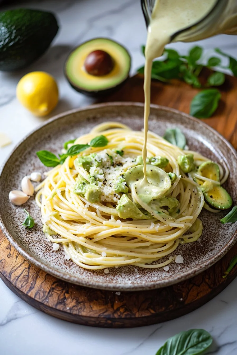 Cremige Avocado-Pasta mit frischen Zutaten