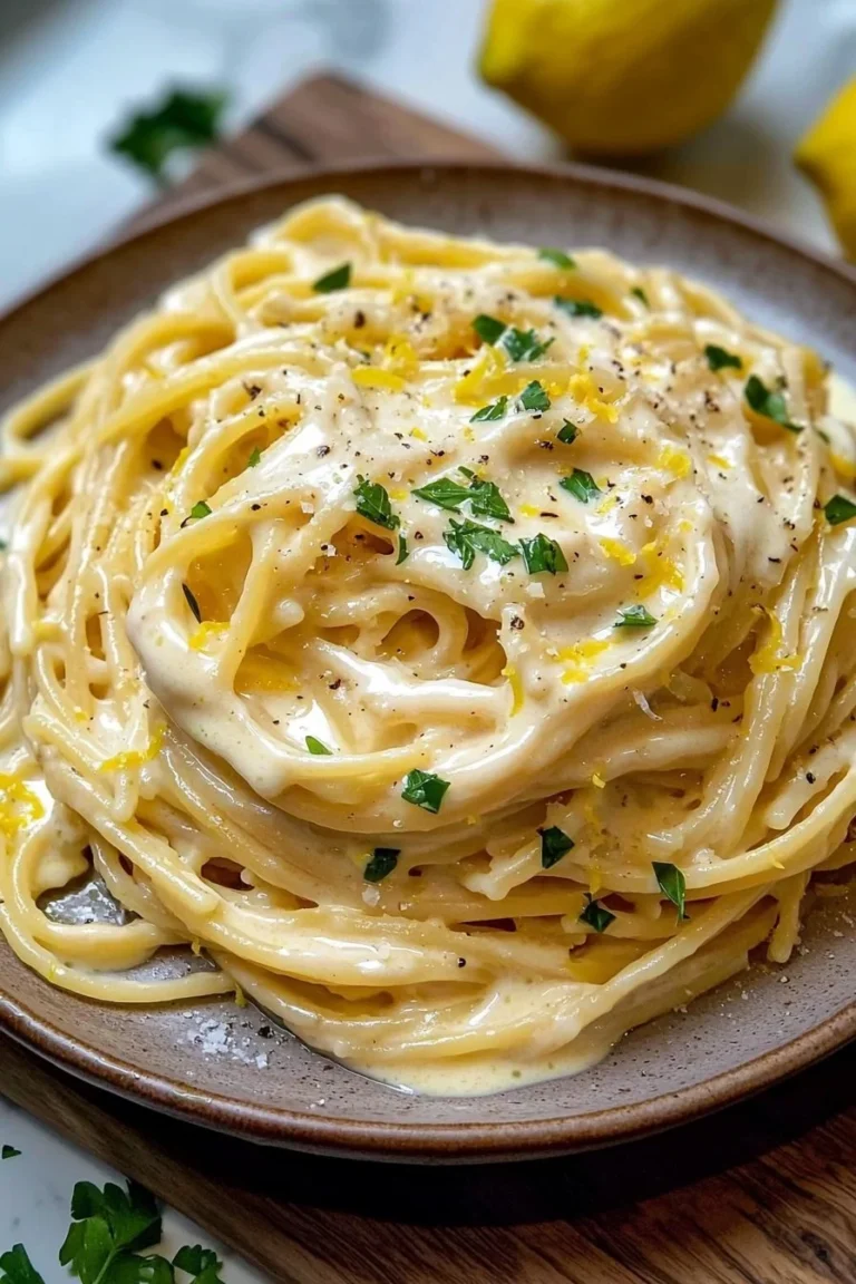 Cremige Zitronenpasta mit frischen Kräutern und Parmesan