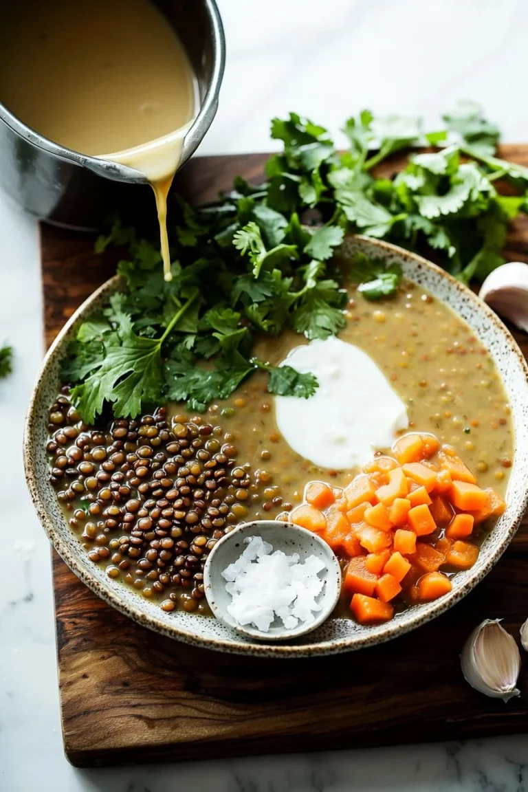Schüssel mit einfacher Curry-Linsen-Suppe, lecker und gesund zubereitet.