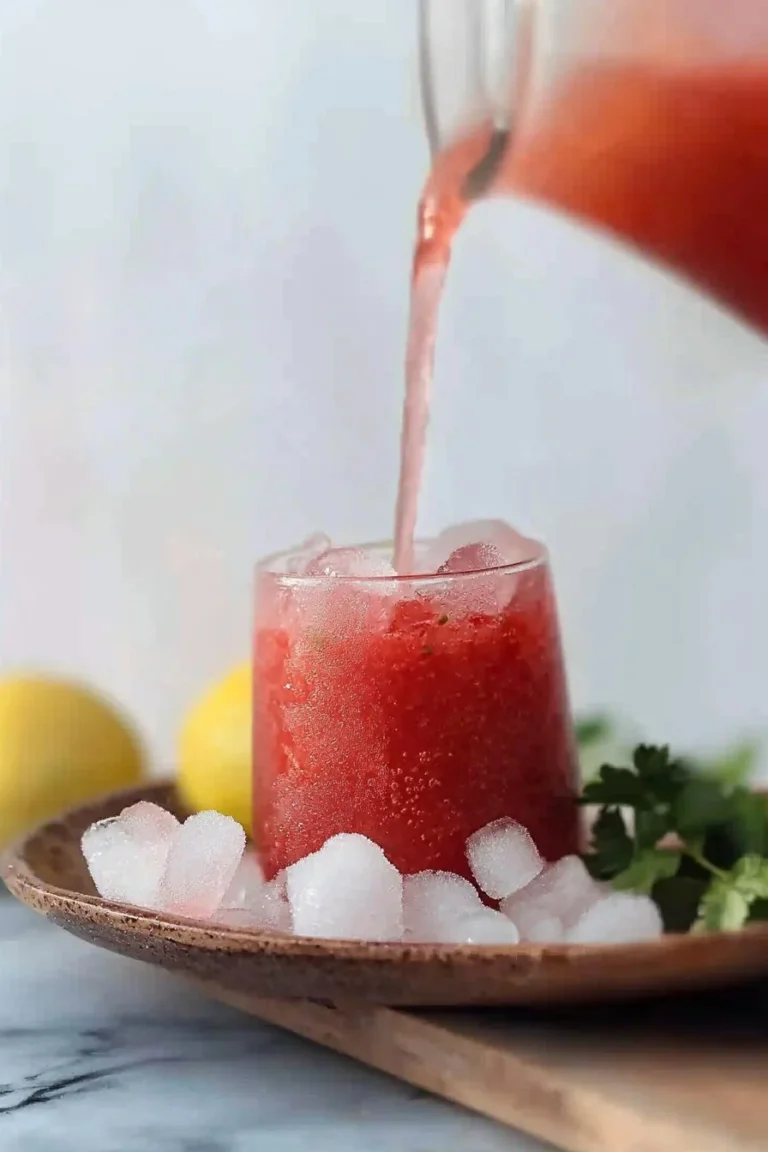 Einfache gefrorene Erdbeer-Limonade in einem Glas mit frischen Erdbeeren