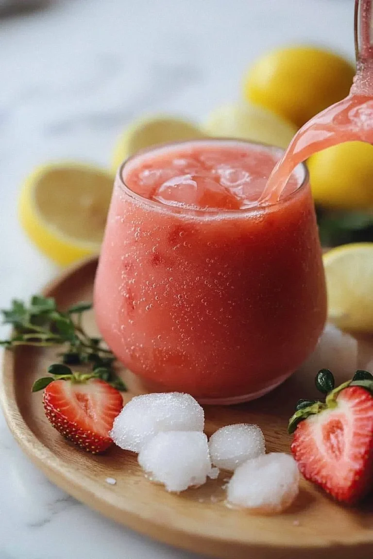 Einfache gefrorene Erdbeer-Limonade in einem Glas mit frischen Erdbeeren