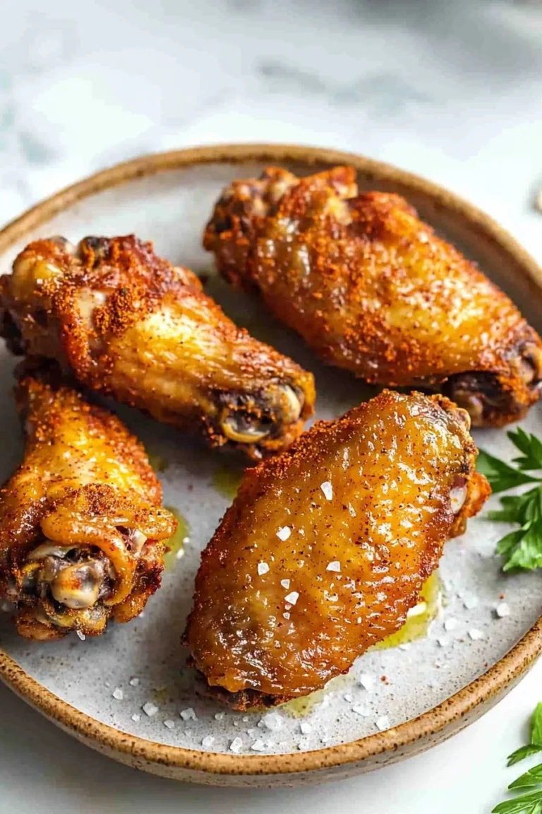Knusprige Hähnchenflügel aus der Luftfritteuse auf einem Teller