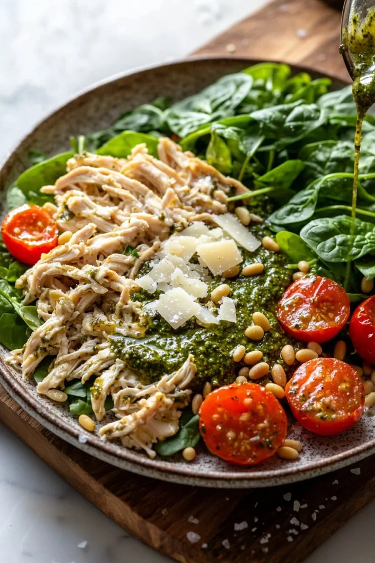 Leckerer Pesto-Hühnchensalat mit frischen Zutaten