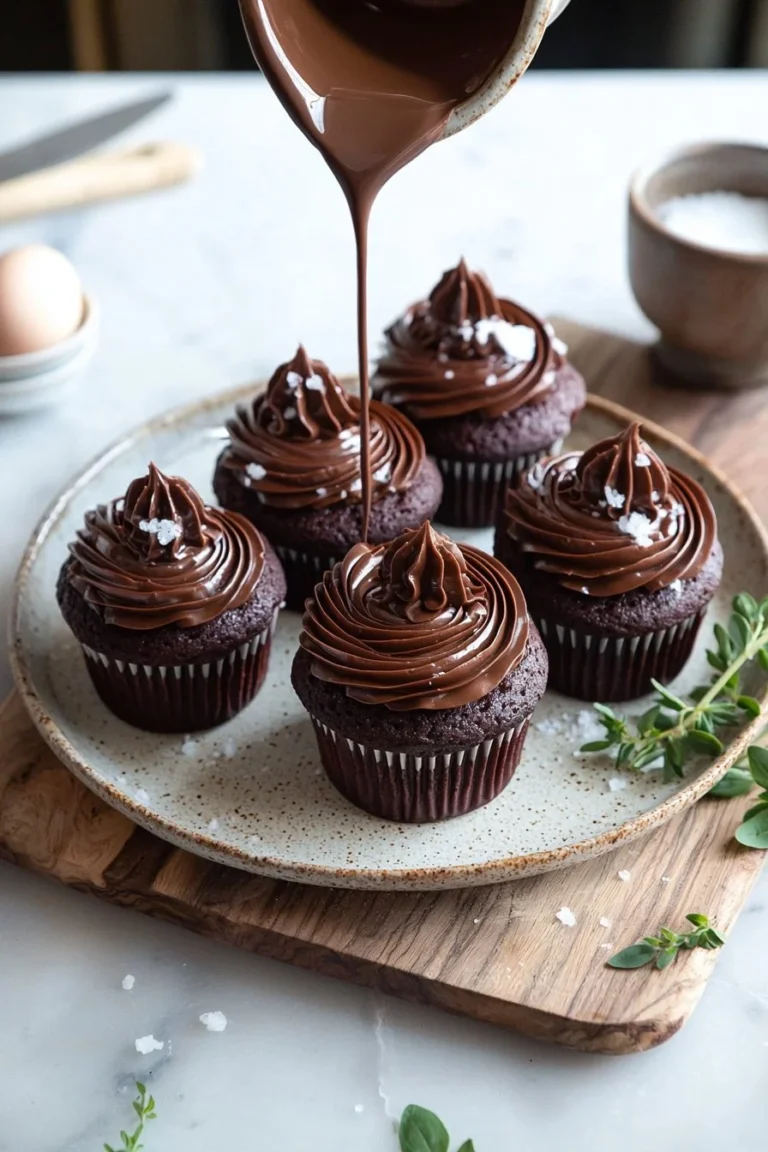 Leckere einfache Schokoladen-Cupcakes auf einem Teller