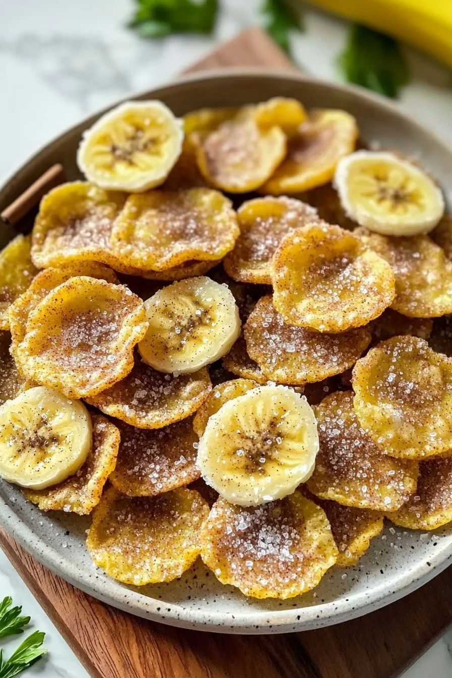 Einfache Zimt-Zucker-Bananenchips aus dem Air Fryer