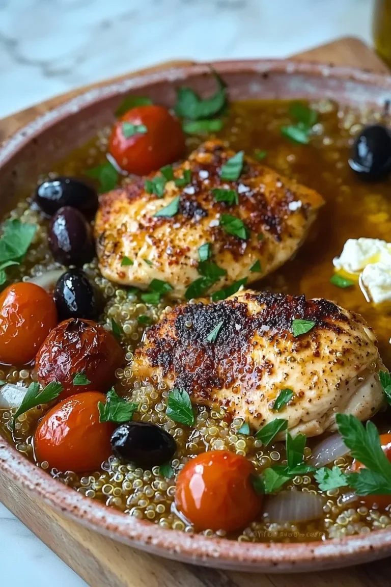 Eintopf Mediterranes Hühnchen mit frischen Zutaten und Kräutern