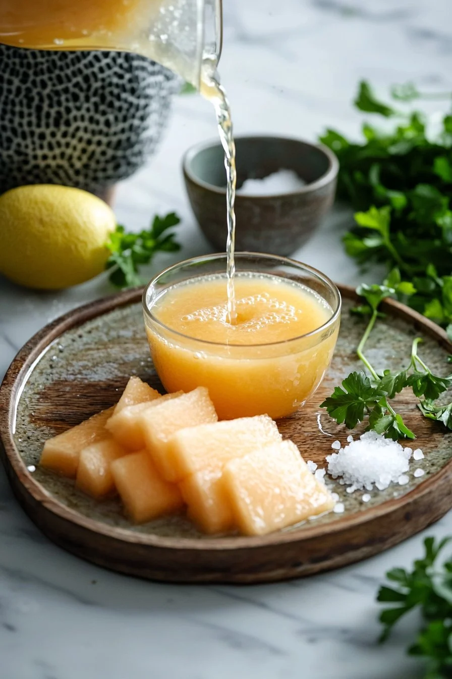 Glas frischer Cantaloupe-Saft, perfekt für den Sommergenuss