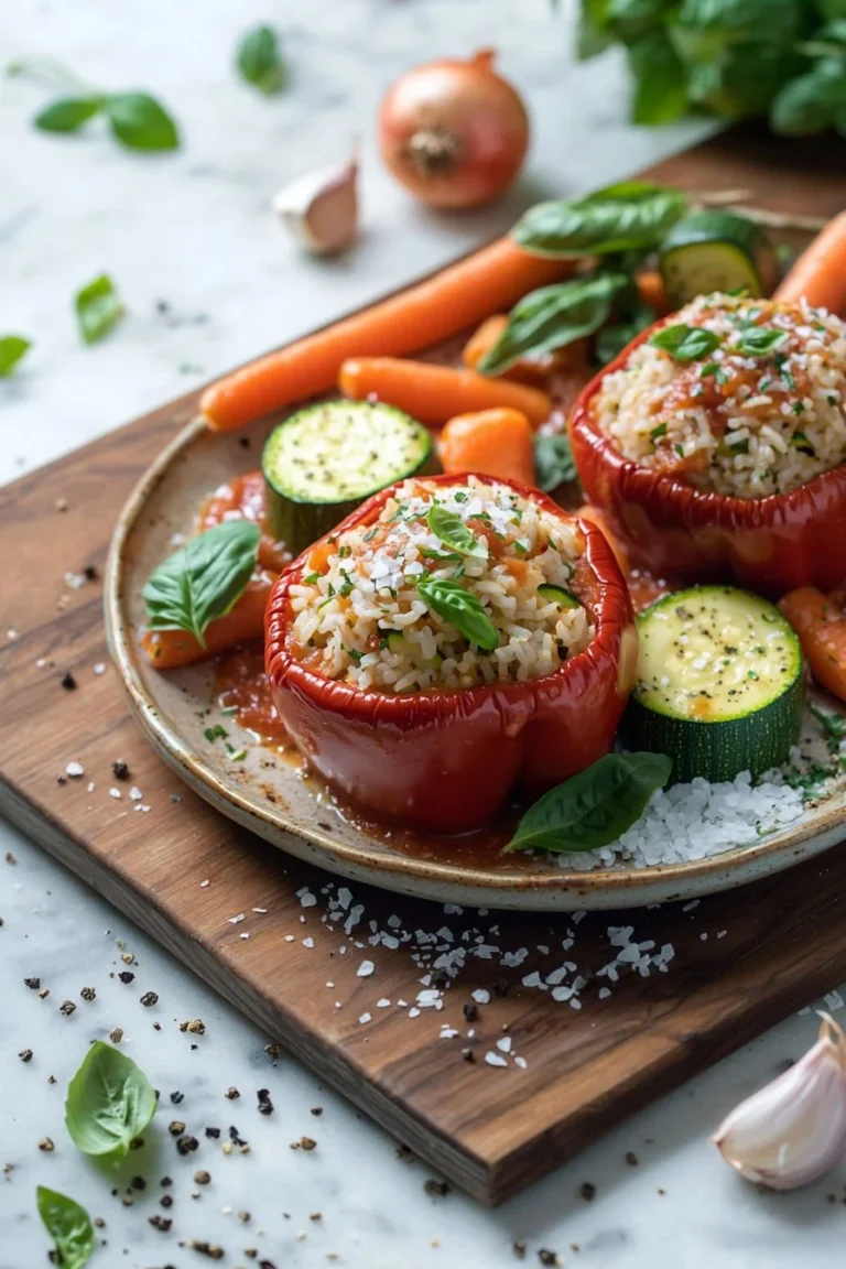 Gefüllte Paprika mit Reis und Gemüse, ein gesundes Rezept für die ganze Familie