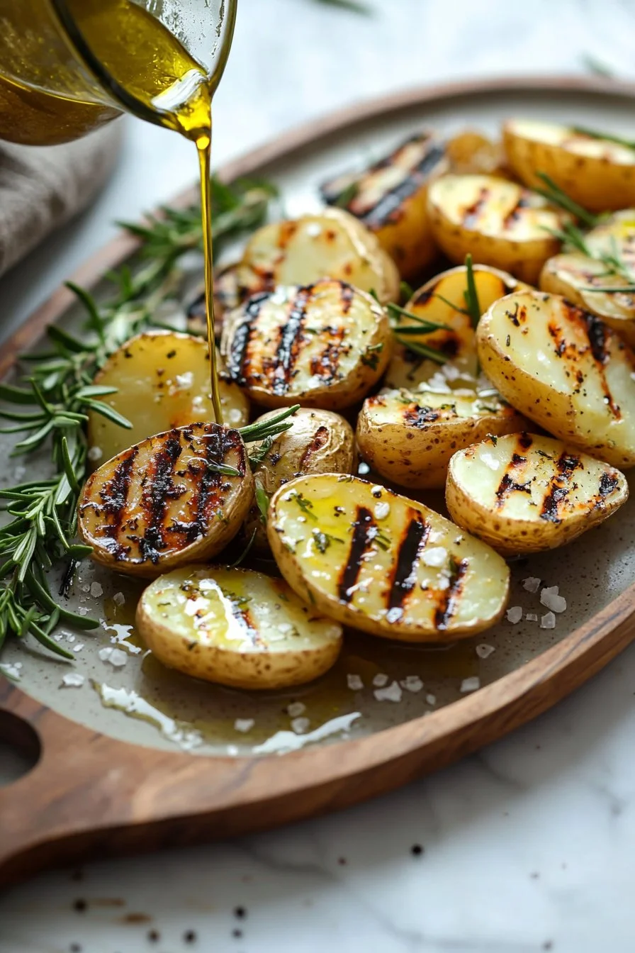 Gegrillte Kartoffeln auf dem Grill, goldbraun und köstlich zubereitet.