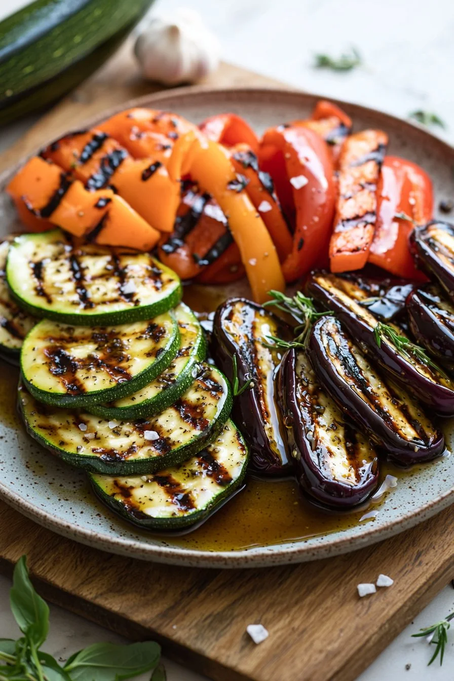 Gegrilltes mariniertes Gemüse auf einem Grillteller