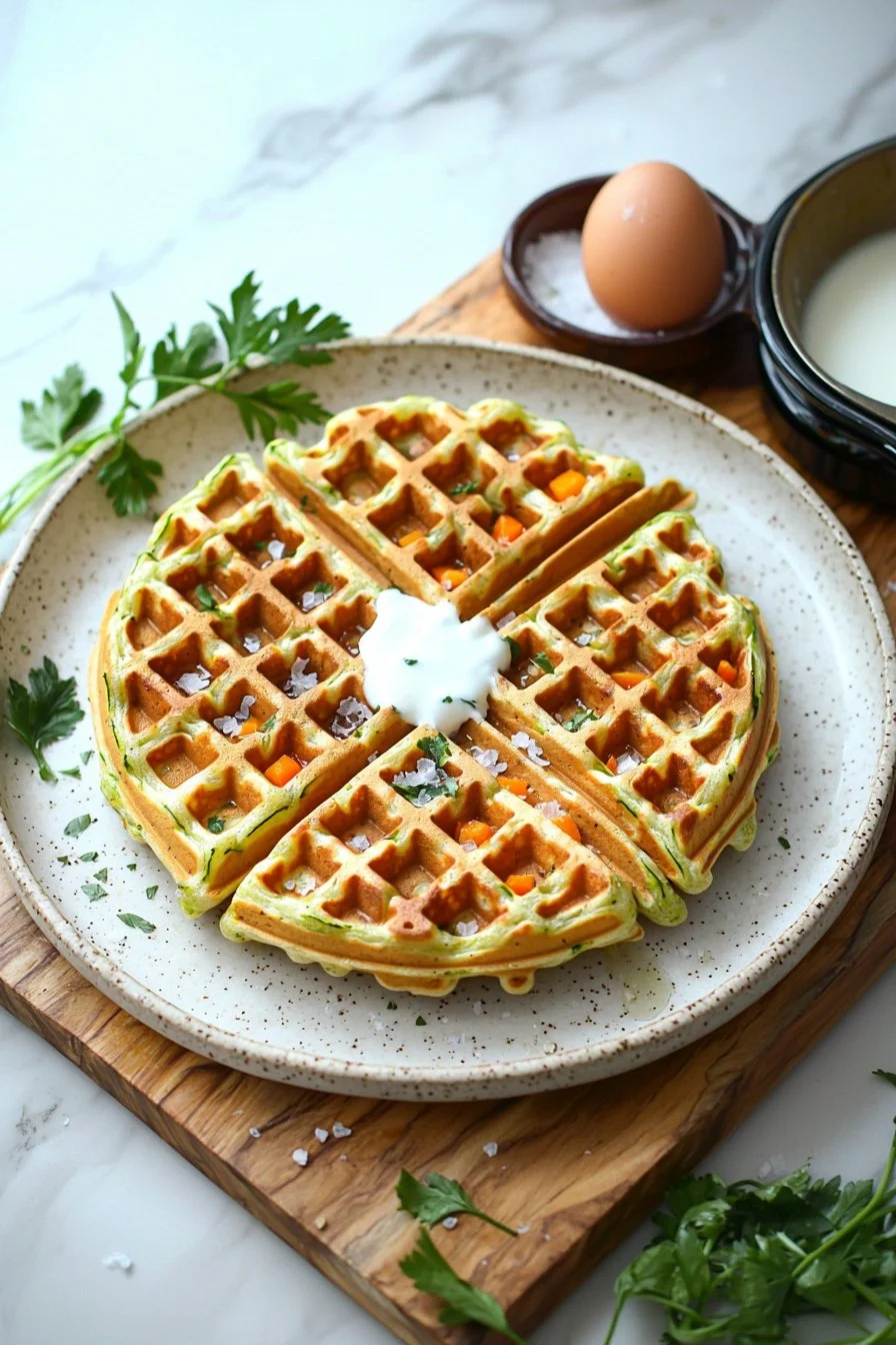 Leckere Gemüse Waffeln auf einem Teller, ideal für gesunde Ernährung.