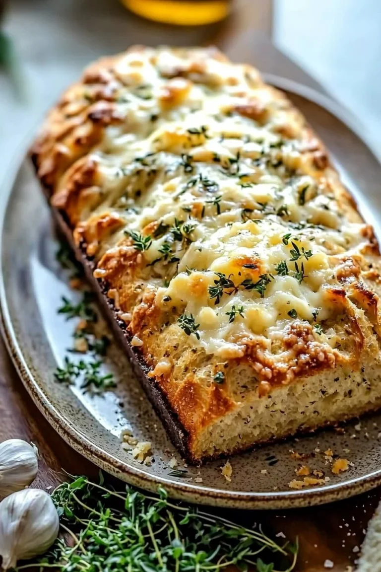 Gemütlicher Knoblauch-Kräuter-Käse-Brot-Laib frisch gebacken.