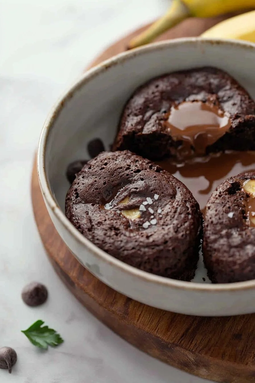 Gesunde Brownie-Tasse Kuchen in einer Schüssel