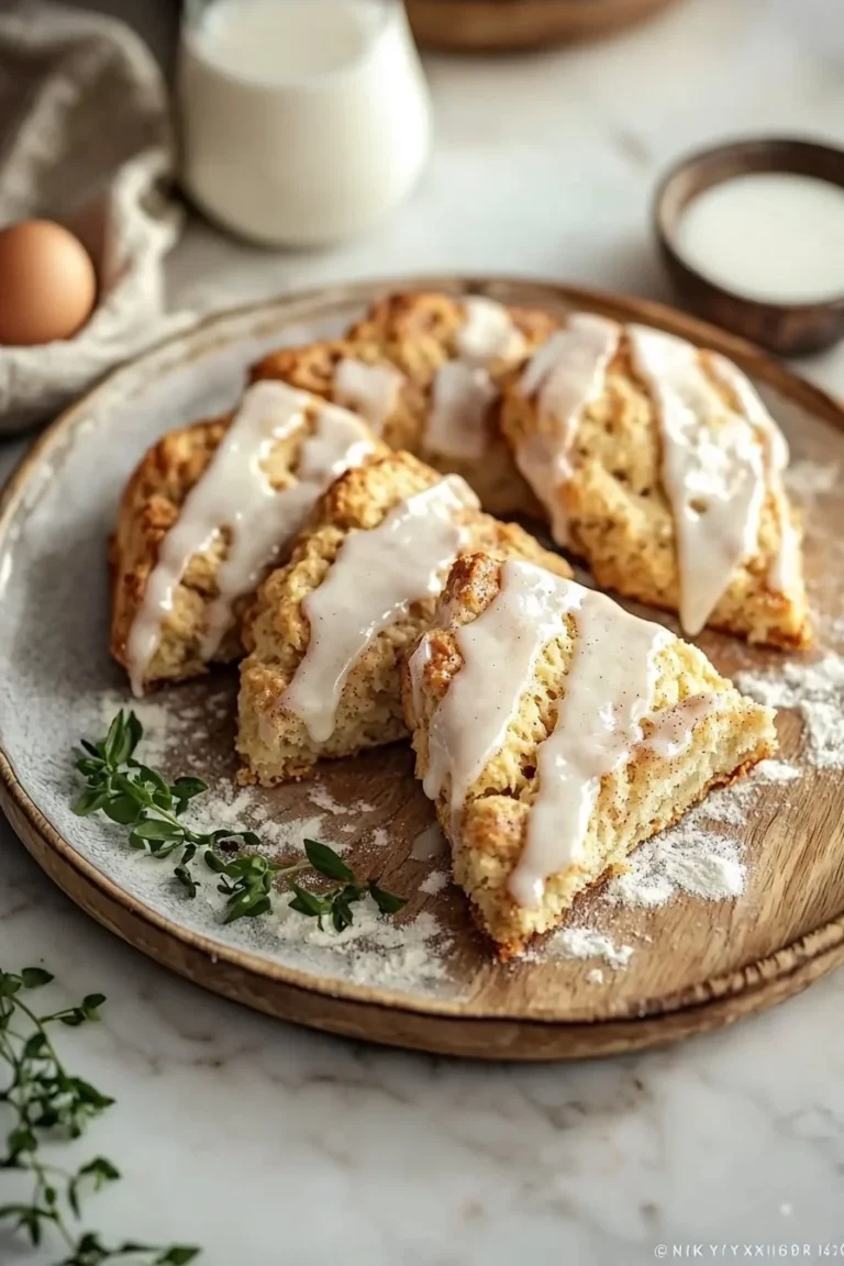 Glasierte Zimt-Scones mit Zimt und Zucker überzogen