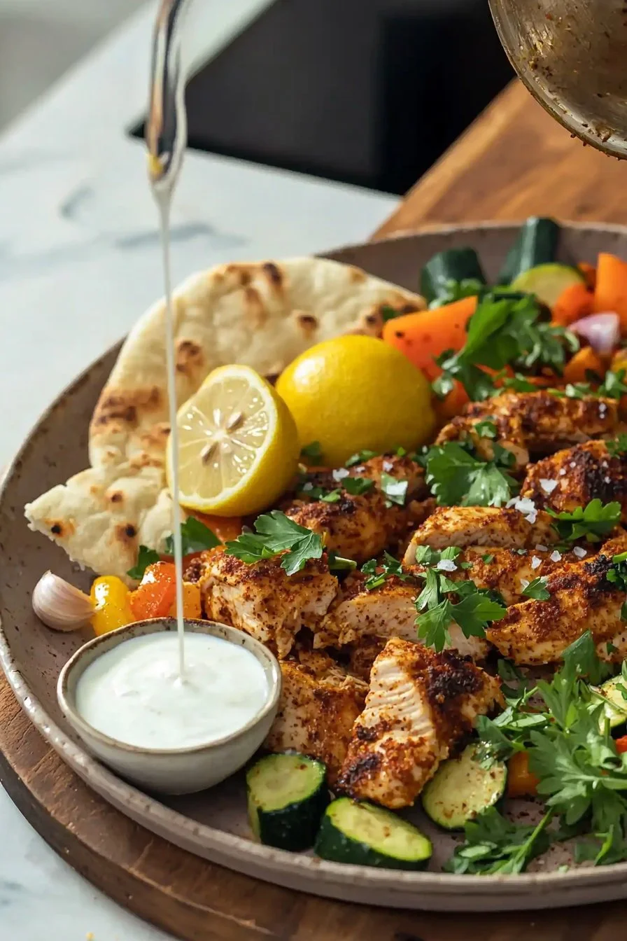 Hähnchen Shawarma in einer Blattpfanne zubereitet für ein leckeres Abendessen.