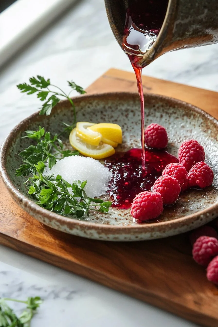 Hausgemachter Himbeersirup aus frischen Himbeeren