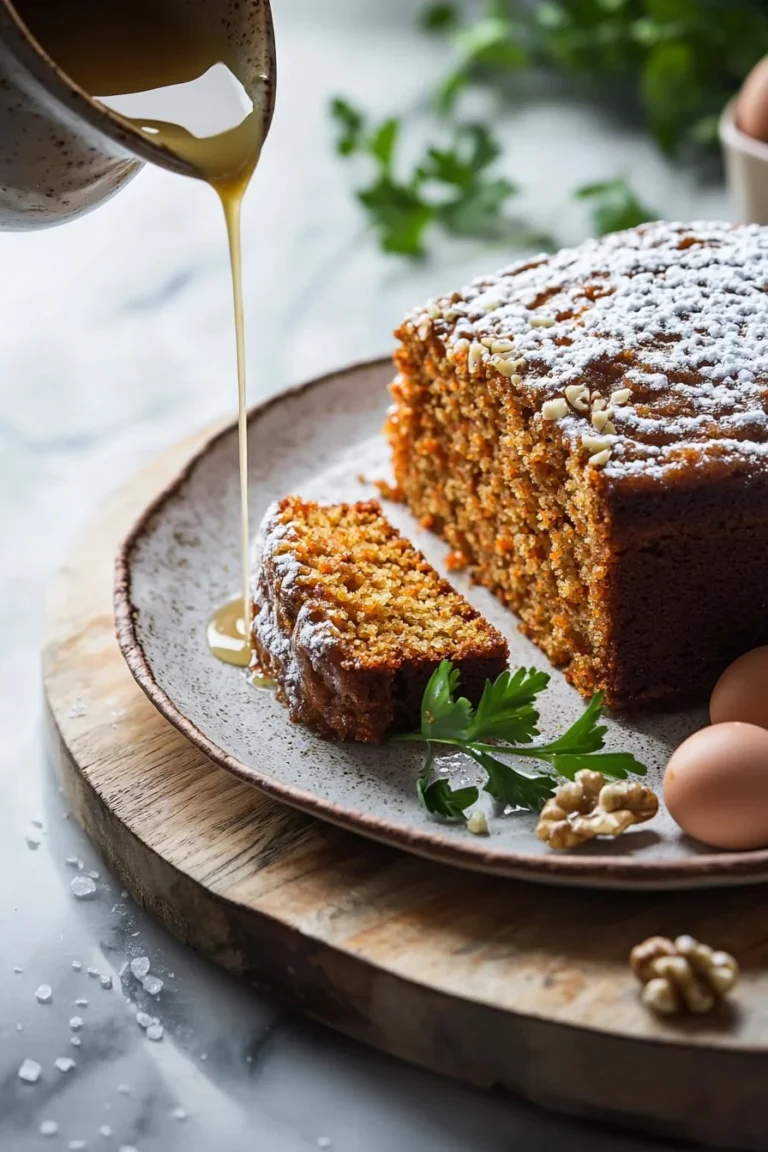 Hausgemachter Karottenkuchen mit frischen Zutaten und Gewürzen