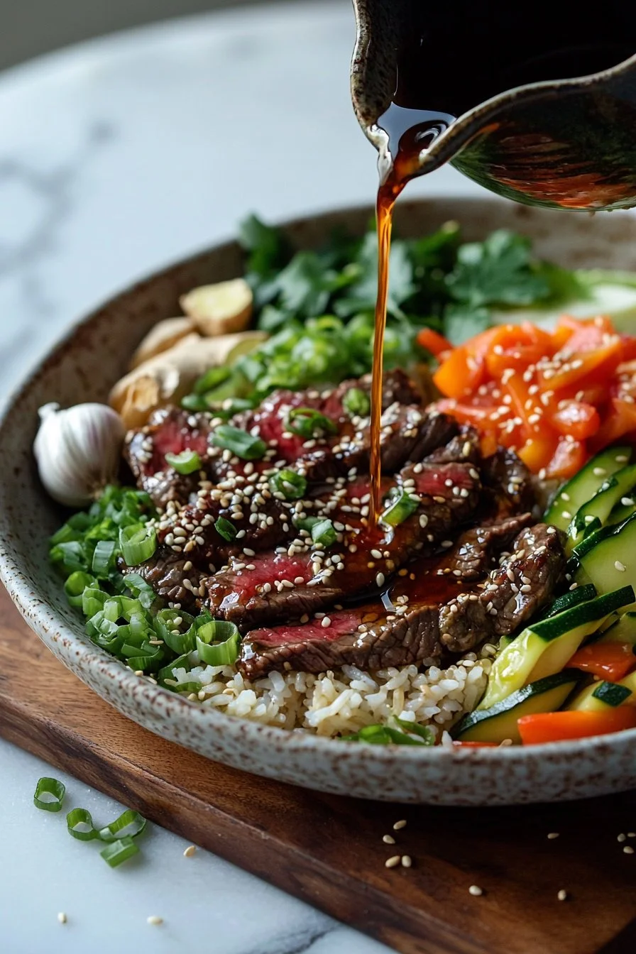 Hibachi Steak in einer dekorativen Schale serviert