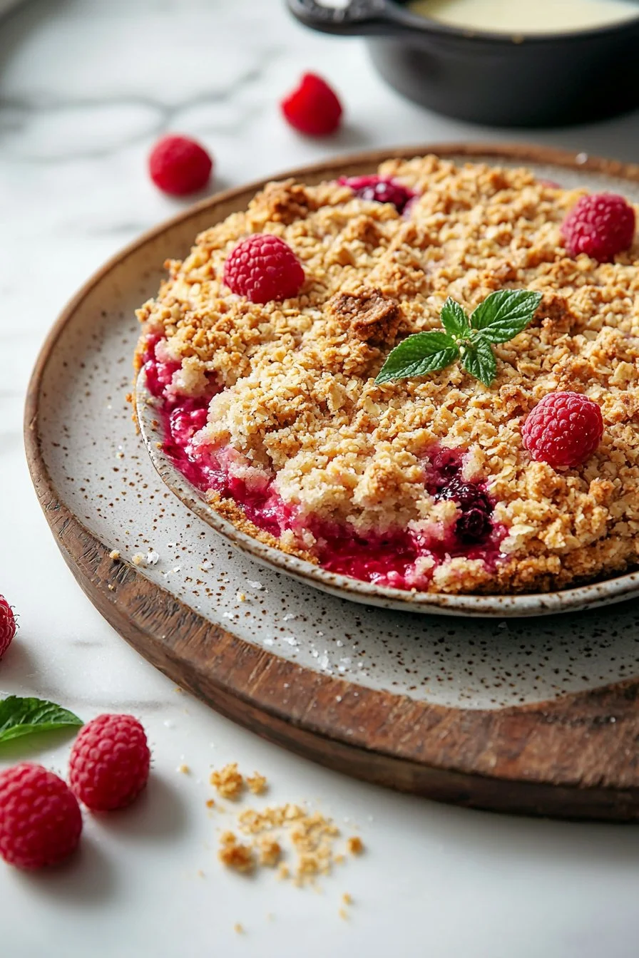 Himbeer-Streuselkuchen mit knusprigen Streuseln und saftigen Himbeeren