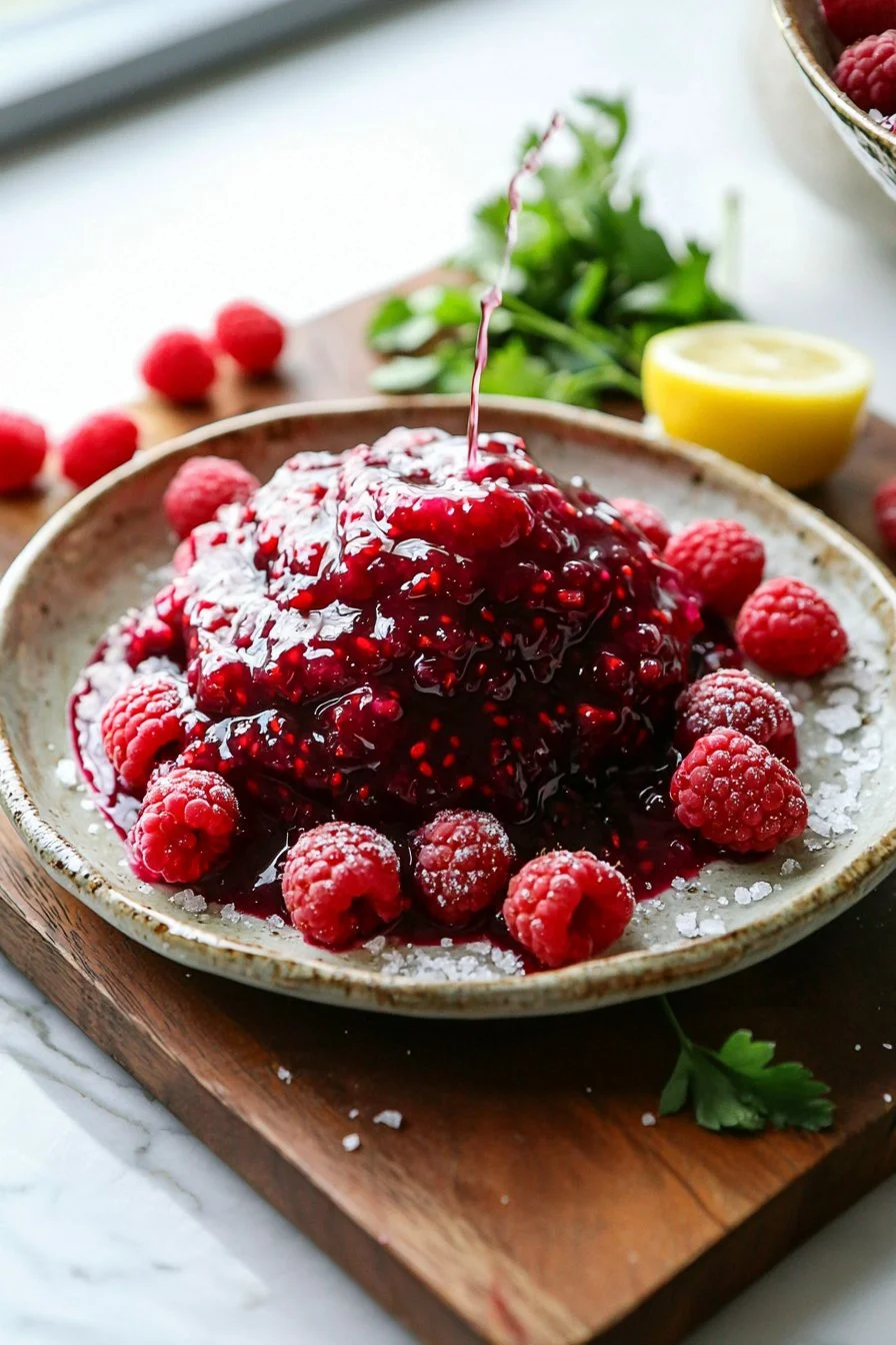 Himbeertorte Füllung mit frischen Himbeeren und Sahne verziert