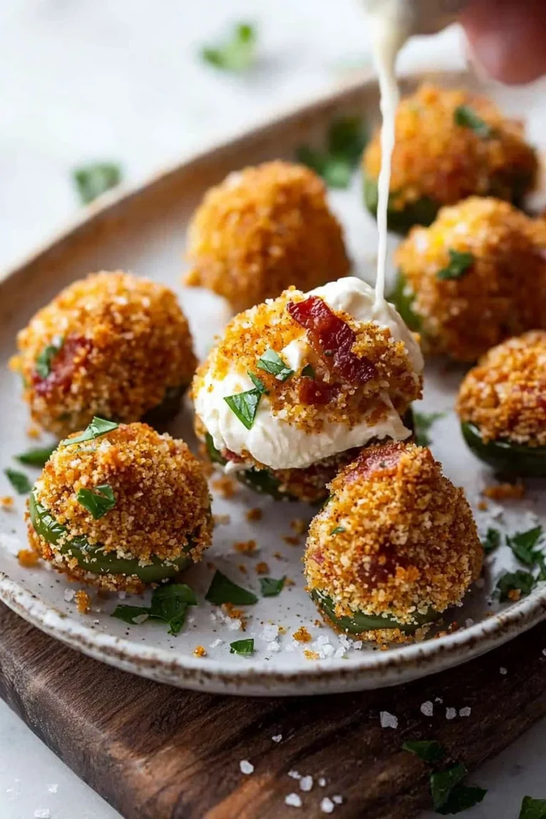 Jalapeno-Popper-Bissen auf einem Teller mit frischen Zutaten