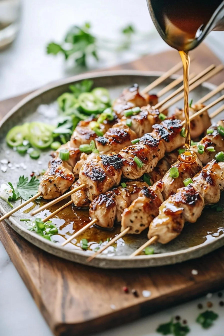 Leckeres Yakitori, japanisches Hühnchen auf Spießen gegrillt