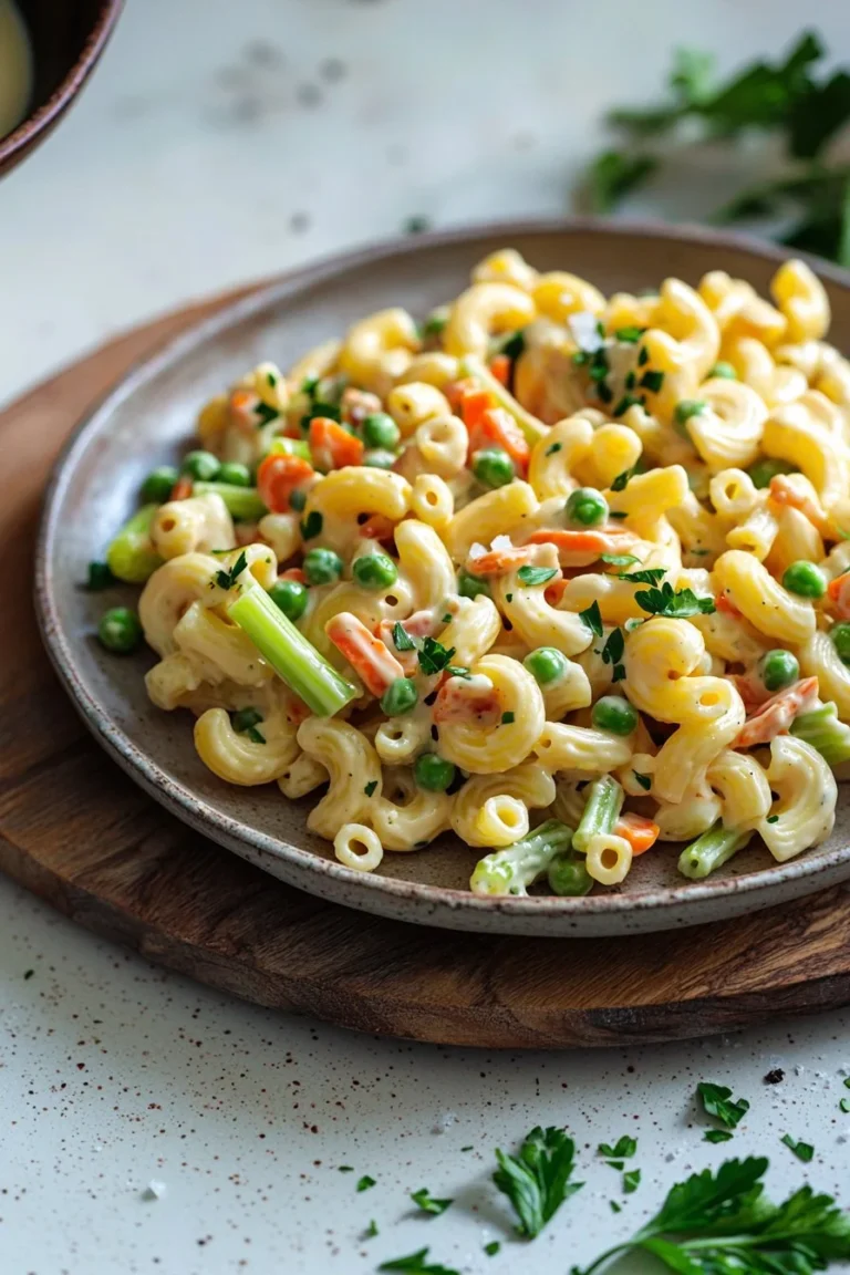 Klassischer Makronensalat mit frischen Zutaten und einer cremigen Soße