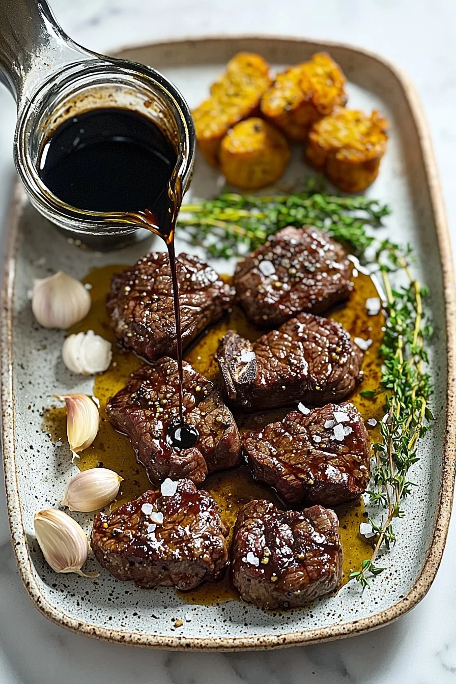 Leckere Knoblauch-Balsamico-Steakbissen für Meal Prep