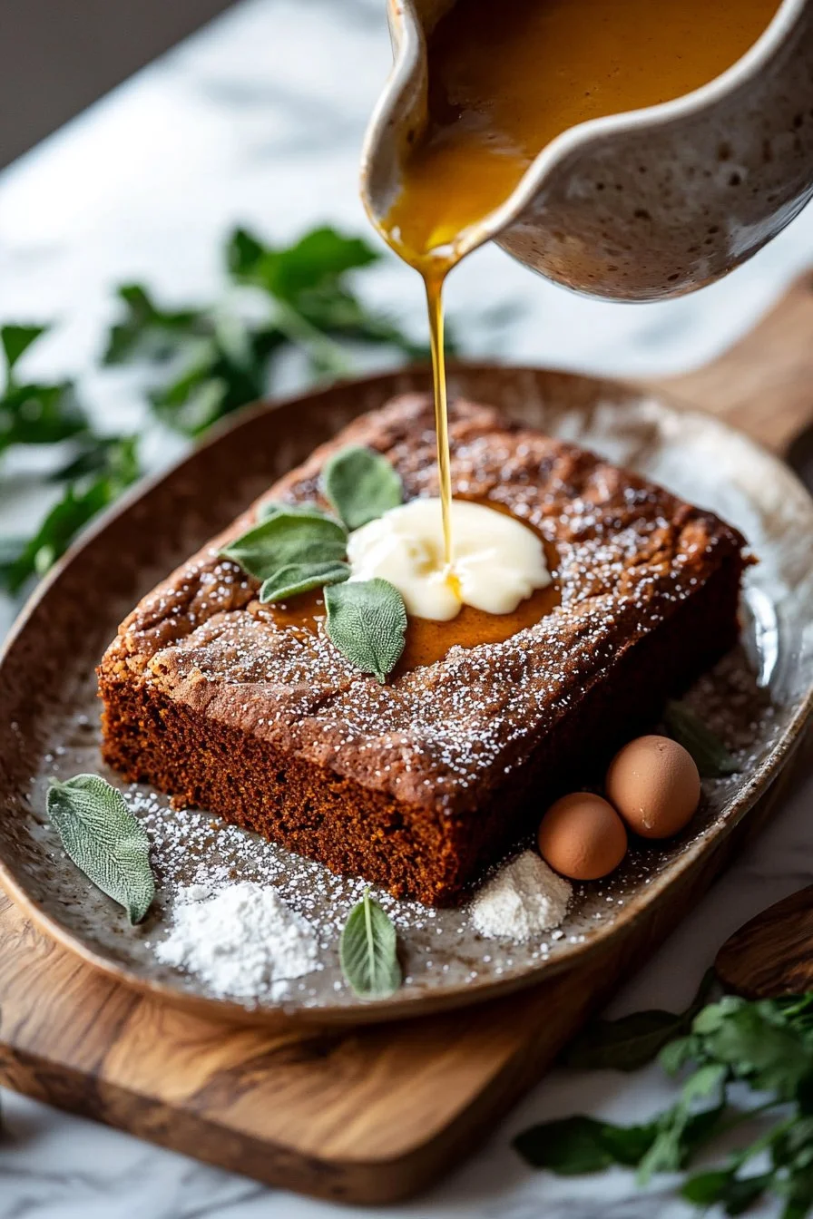 Kürbis Kaffee Kuchen auf einem eleganten Teller serviert