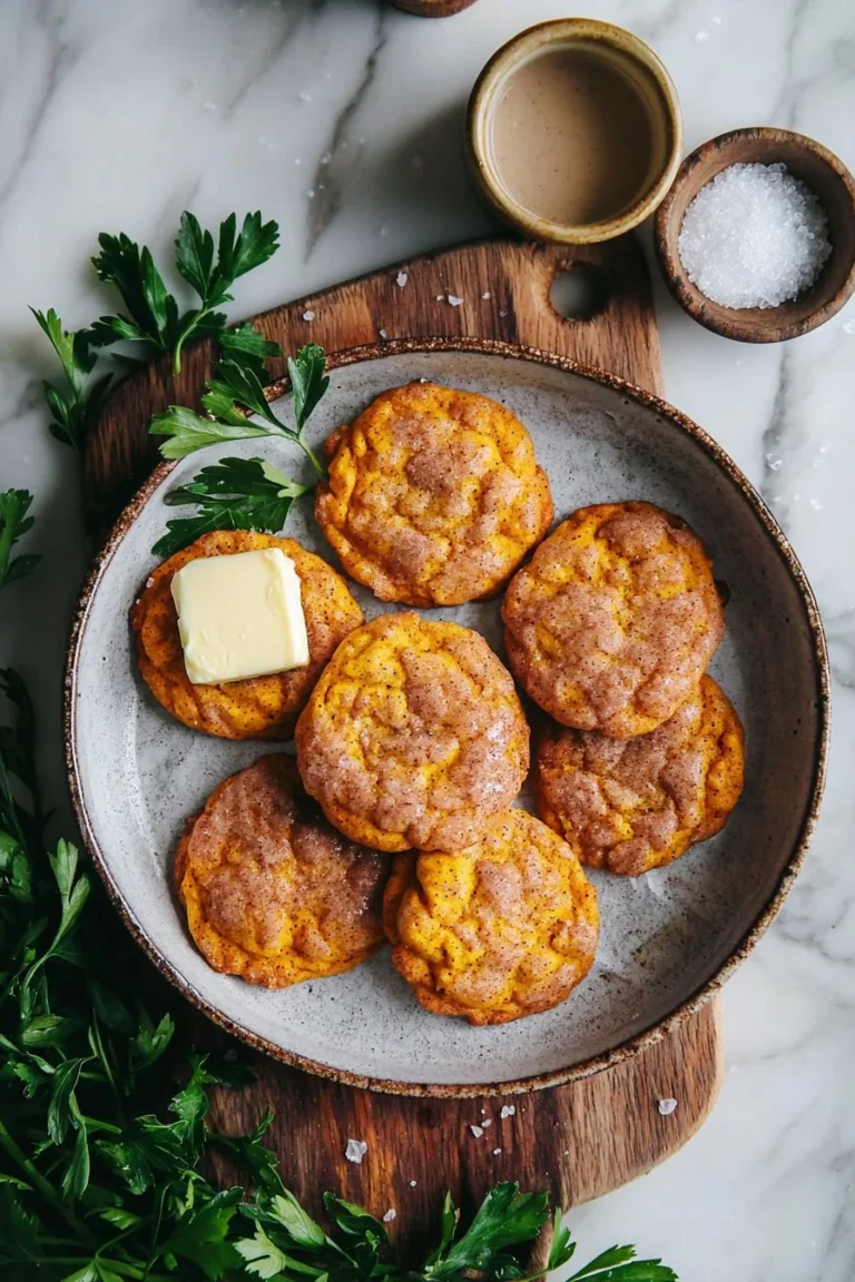 Kürbis-Snickerdoodle-Kekse frisch gebacken auf einem Holzbrett