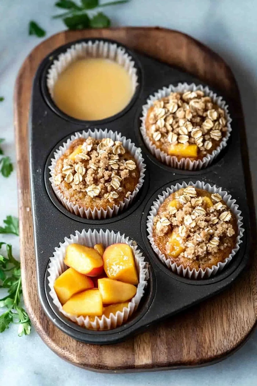 Leckere Pfirsich-Muffins mit Streuseltopping
