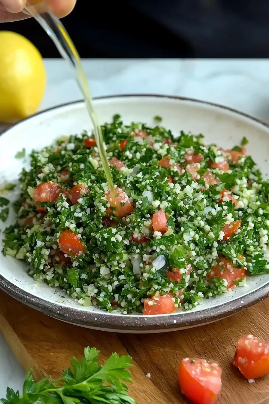 Libanesischer Tabbouleh-Salat mit frischen Kräutern und Gemüse