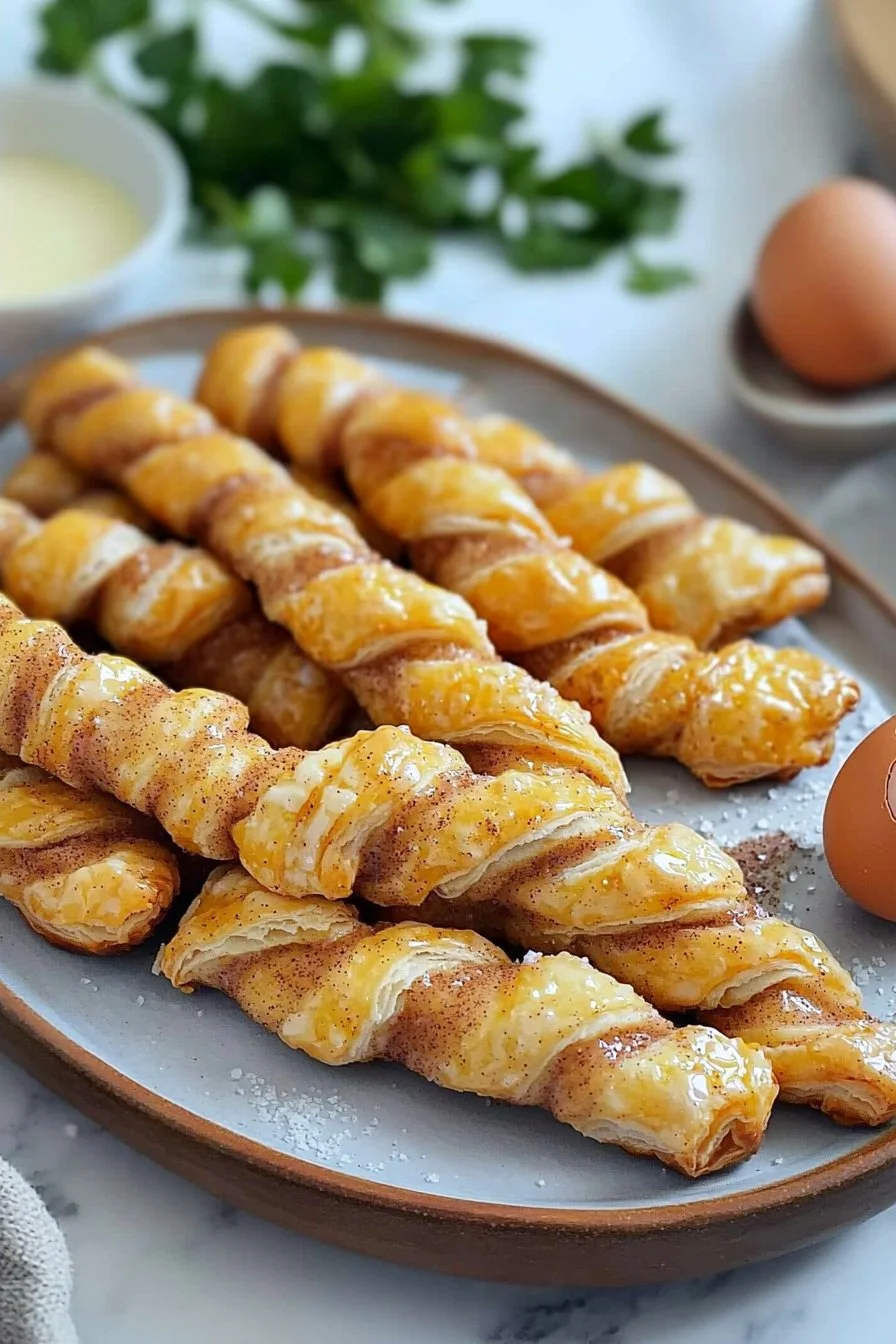 Köstliche Zimt-Zucker-Drehungen aus der Luftfritteuse frisch serviert.