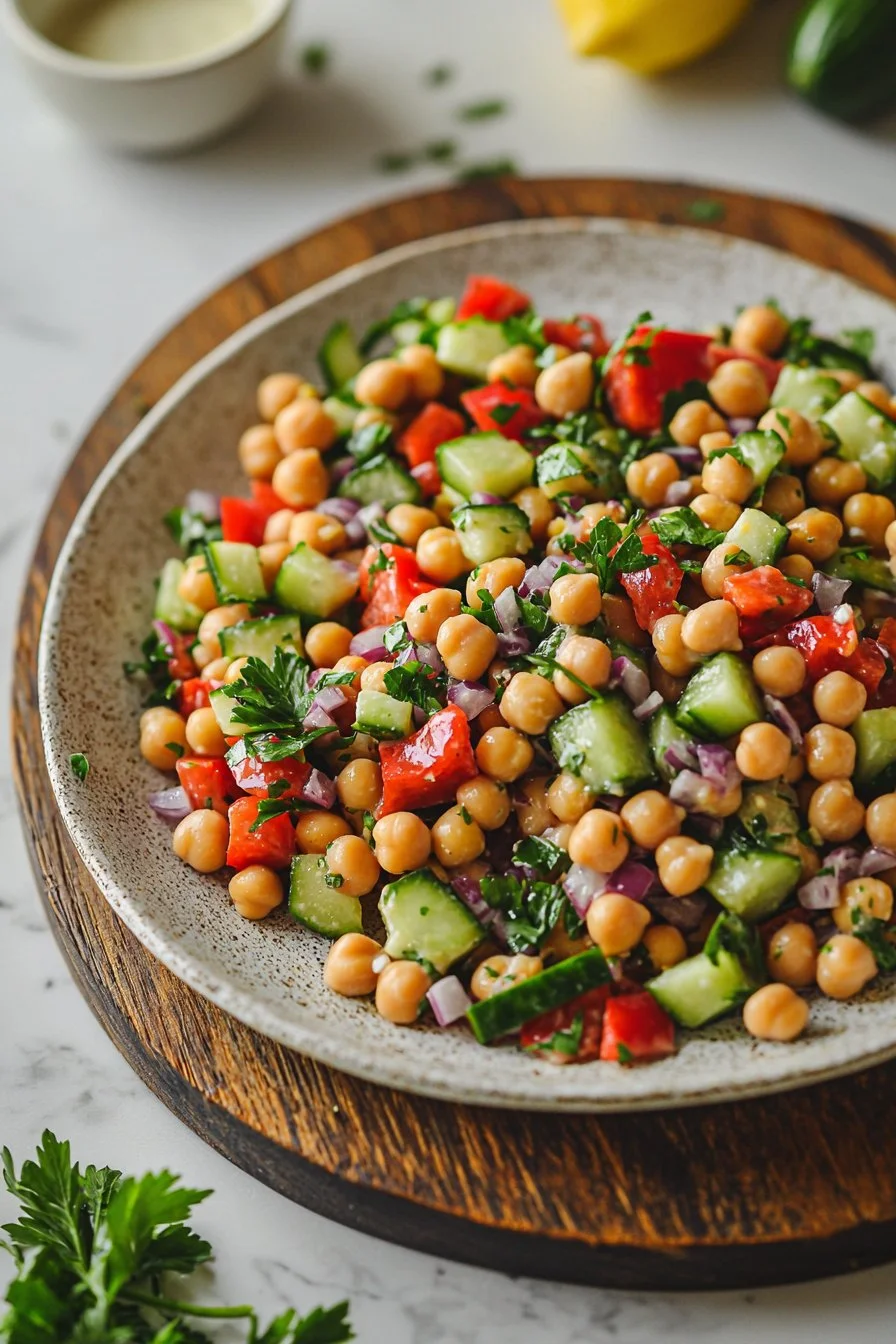 Ein mediterraner Dicker Bohnen Salat mit frischen Zutaten und aromatischen Gewürzen.