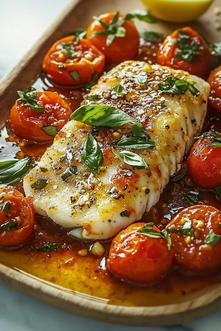 Mediterraner Kabeljau in einer aromatischen Tomaten-Basilikum-Sauce