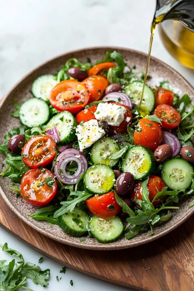 Vielseitiger Mediterraner Salat mit Gemüse, Oliven und Feta-Käse