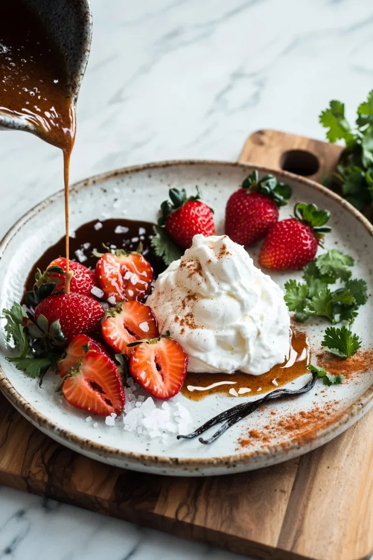 Mexikanisches Erdbeer- und Sahnedessert mit frischen Erdbeeren und cremiger Textur