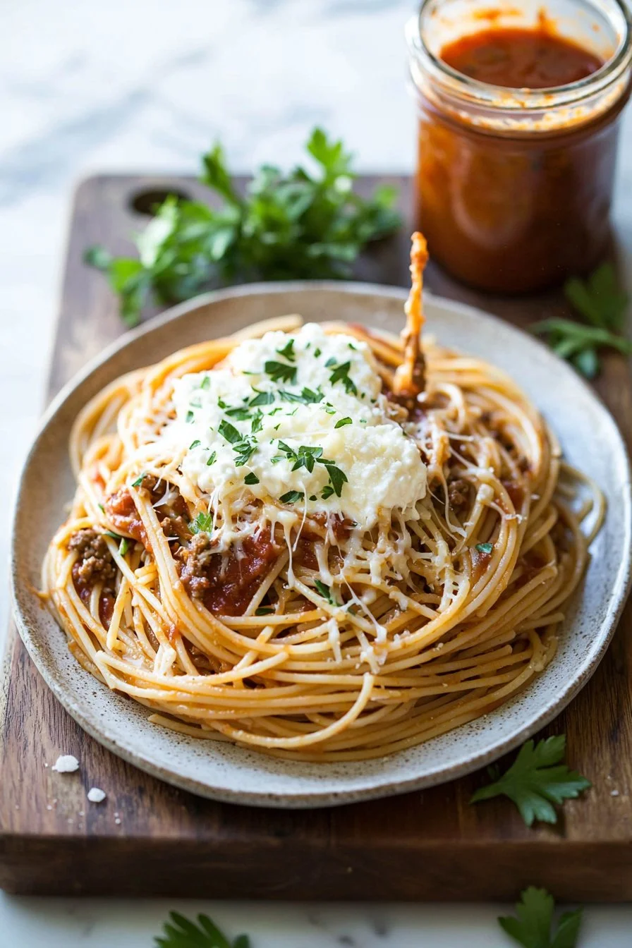 Schale mit Millionen-Dollar-Spaghetti, ein köstliches Pasta-Rezept