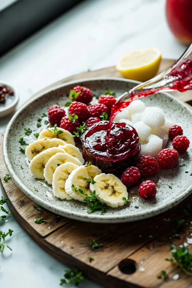 Glas mit selbstgemachter Mischfruchtmarmelade aus frisch gepflückten Früchten.