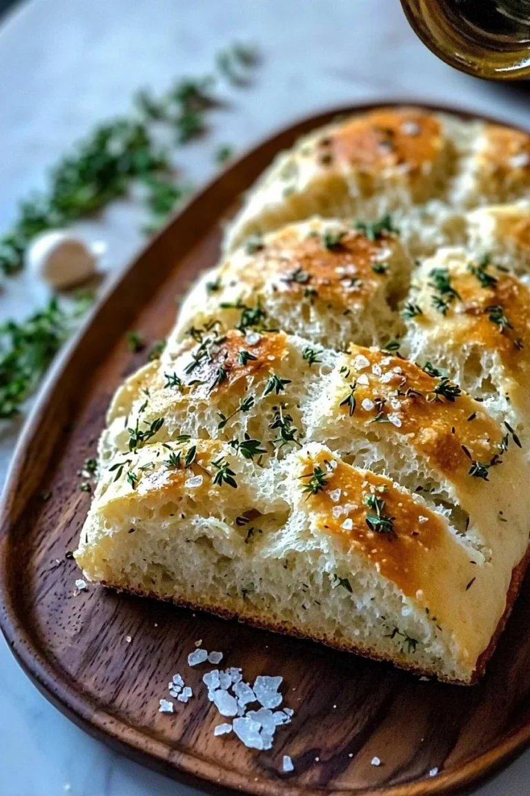 Rustikales Knoblauch-Parmesan-Brot mit Kräutern frisch aus dem Ofen