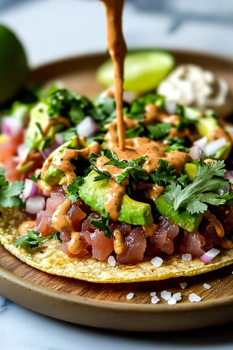 Schmackhafte Thunfisch-Tartare-Tostadas mit würziger Chipotle-Mayo